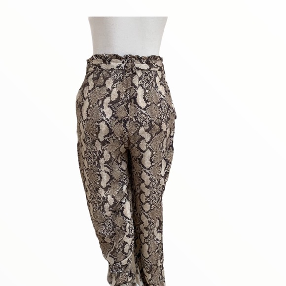 H&M SNAKESKIN BOHO BAGGY LOOSE FIT PULL ON ELASTIC WAISTBAND ANKLE PANTS - Picture 8 of 10